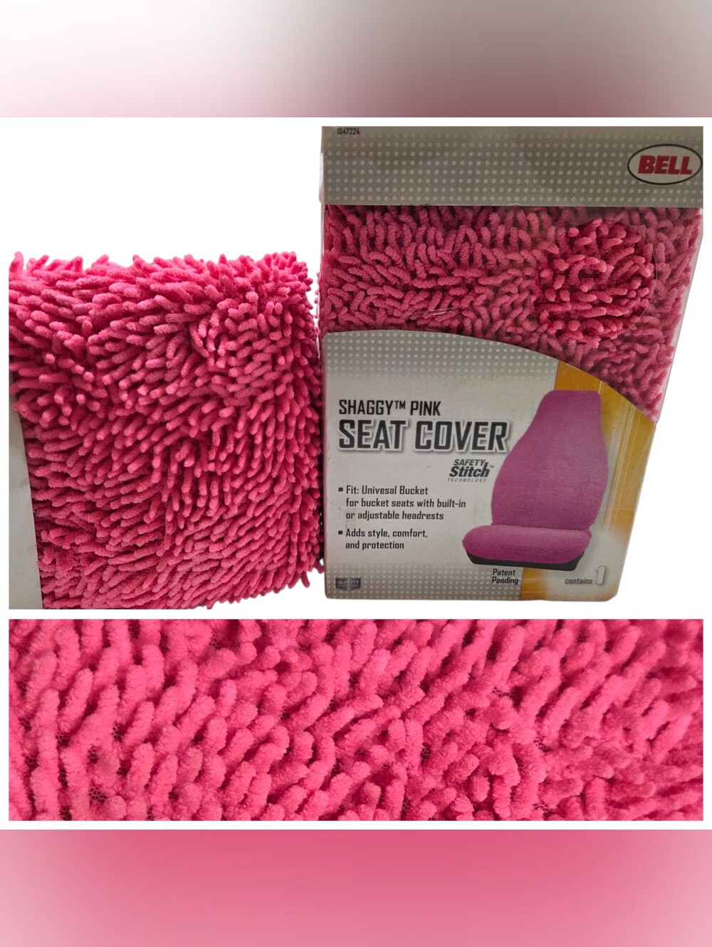 BELL Shaggy Microfiber Chenile Noodle Universal Bucket 2 Seat Covers Barbie Pink